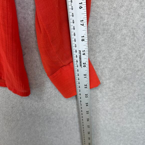 Vintage Loubella Extendables Blouse Womens Size 10/11 Red Sheer Red Button Up - Picture 15 of 15
